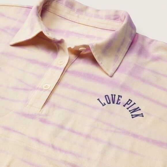 NWT VICTORIA'S SECRET PINK TIE DYE LONG SLEEVE VARSITY POLO T-SHIRT DRESS XXL - Picture 4 of 13